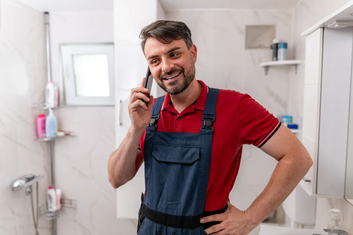 Grzegorz Bąk, dyspozytor zmiany nocnej, przyjmuje telefoniczne zgłoszenie awarii